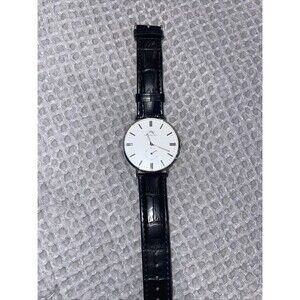 Porsamo Bleu Henry Men's Watch Leather Band Silver Black White 841AHEL